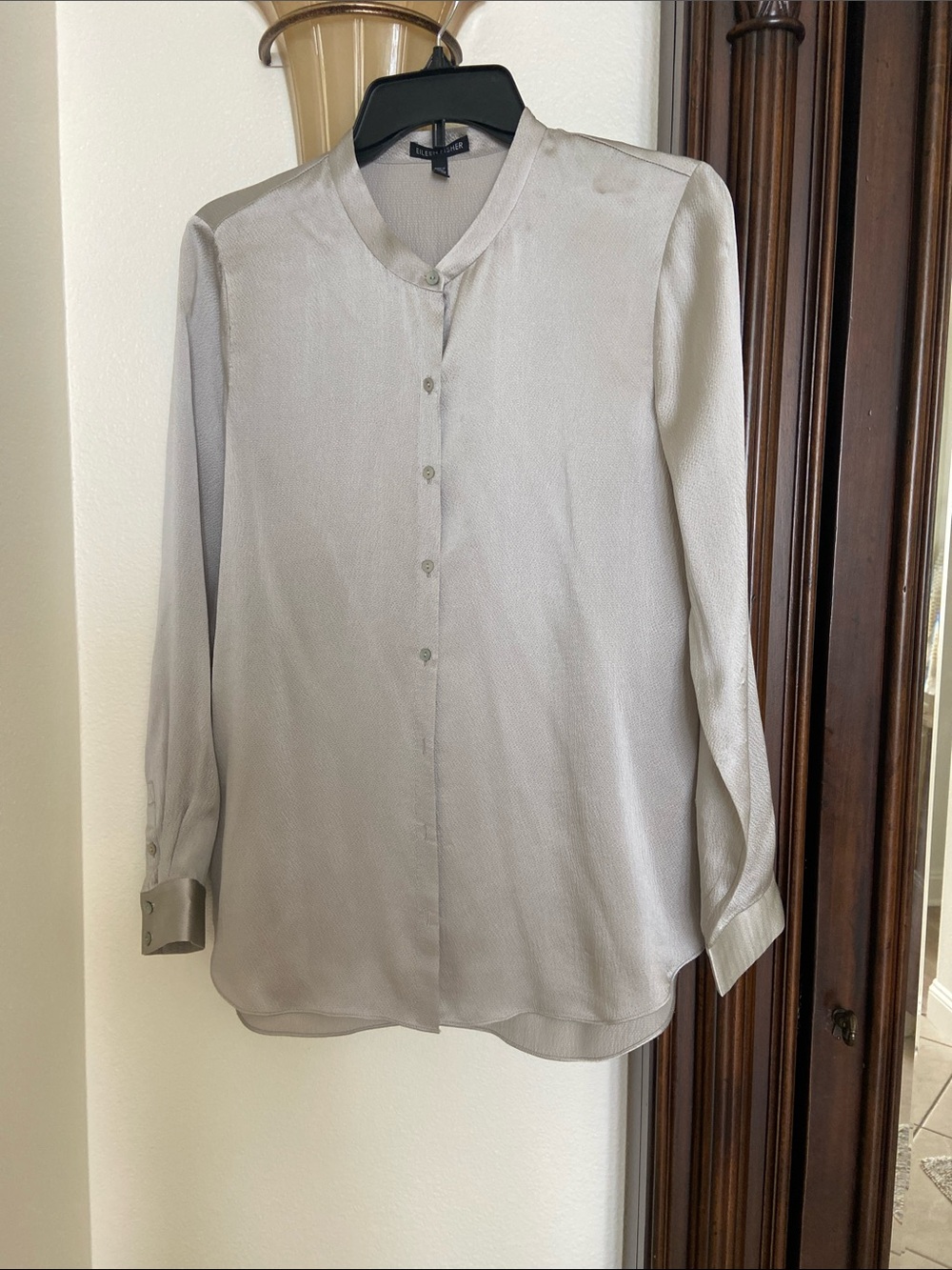 Eileen Fisher Soft Metallic Light Taupe Top